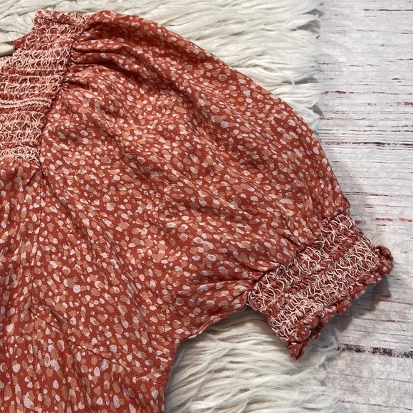 Anthropologie Dolan Rebecca Dot Smocked Short Sleeve Top sz S - Picture 6 of 11